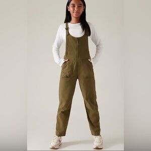 Athleta Girl Olive Green Trekkie Trail Overalls size 12